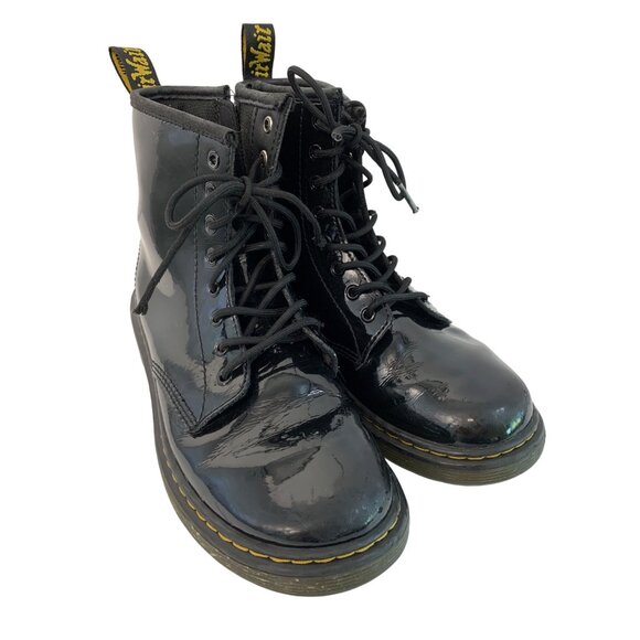 Dr. Martens Junior 1460 J Patent Leather Combat Boots Size 4 M / 5 L GUC 7482 - Picture 11 of 15